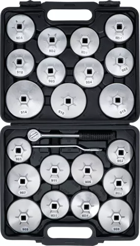 BGS DIY 23 részes olajszűrő leszedő kupak készlet, öntött alumínium (BGS 1035)