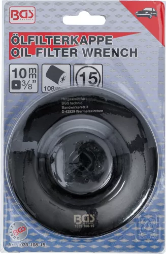 BGS technic Olajszűrő leszedő kupak 108 mm x 15 lap (BGS 1039-108-15)