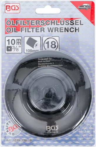 BGS technic Olajszűrő leszedő kupak 108 mm x 18 lap (BGS 1039-108-18)