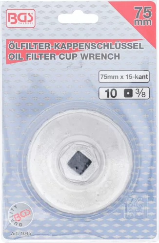 BGS technic Olajszűrő leszedő dugókulcsok, alumínium fröccsöntött, 1/2", 75mm x P15 (BGS 1045)