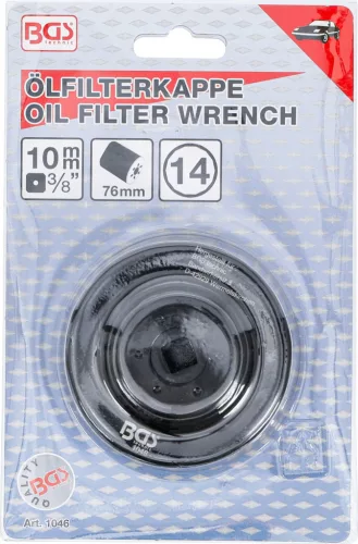 BGS technic Olajszűrő leszedő kupak, fekete véggel, 76mm x 14 (BGS 1046)