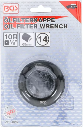 BGS technic Olajszűrő leszedő kupak, fekete véggel, 65 mm x P14 (BGS 1047)