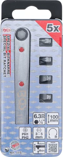 BGS technic Extra vékony racsnis csillagkulcs, 2-2 db lapos és csillag bittel (BGS 115)