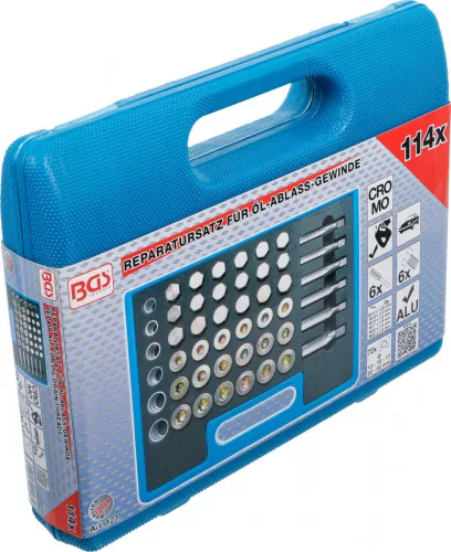 BGS technic 114 részes olajleeresztő csavar menetjavító készlet (BGS 123)