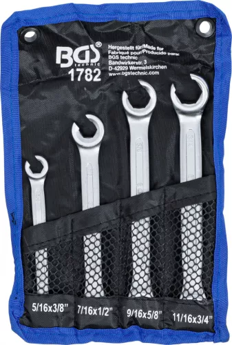 BGS technic 4 részes 15 fokban hajlított fékcsőkulcs készlet (BGS 1782)
