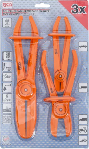 BGS technic 3 részes csőbilincs fogó készlet , 155-250mm, műanyag (BGS 1815)