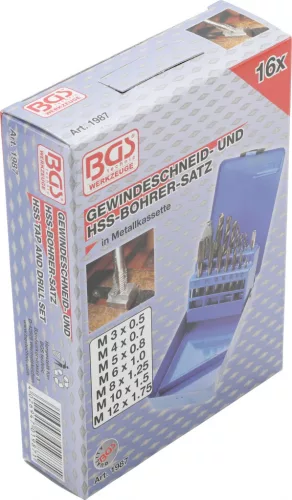 BGS technic HSS fúró és menetfúró készlet, M3- M12 (BGS 1987)