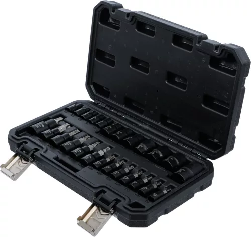 BGS DIY Behajtófej/dugókulcskészlet | 6,3 mm (1/4"), 10 mm (3/8"), 12,5 mm (1/2") | E-profil/T-profil (Torx) | 25 darabos (20124)