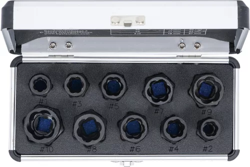 BGS DIY 10 részes elnyalt csavar kitekerő készlet, 9-19mm, 3/8" (BGS 20210)