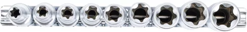 BGS technic 9 részes E-típusú hosszított dugókulcs készlet E10-E24, 1/2" (BGS 2026)