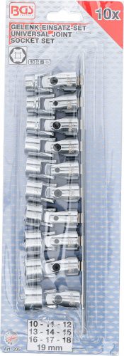 BGS technic 3/8" Univerzális "Pro Torque" csuklós dugókulcs készlet, 10-19 mm (BGS 205)