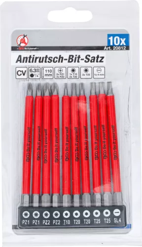 BGS DIY Csúszásmentes behajtófej készlet | mágneses | 110 mm | 10 darabos (20812)