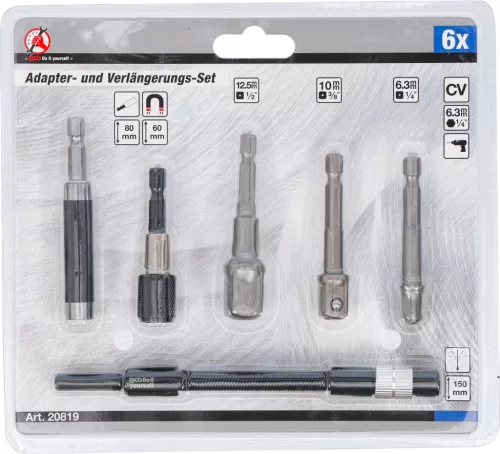BGS DIY Adapter- és hosszabbító készlet | fúrógépekhez | 6 darabos (20819)