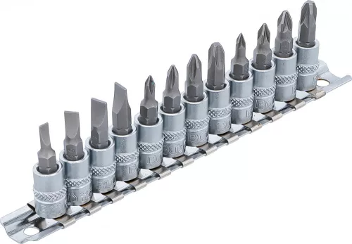 BGS technic 12 részes bitfej készlet, 1/4", PZ, PH, lapos fejek (BGS 2163)