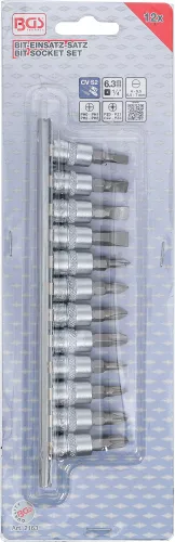BGS technic 12 részes bitfej készlet, 1/4", PZ, PH, lapos fejek (BGS 2163)