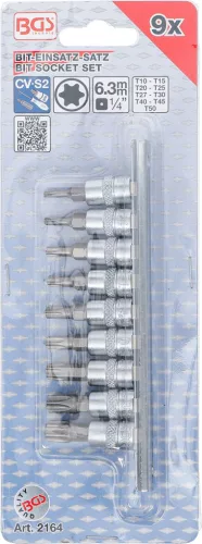 BGS technic 9 részes Torx készlet 1/4" befogás, T10-T50-ig (BGS 2164)