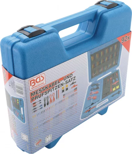 BGS technic Autóvillamossági mérőkábel- és mérőcsúcs készlet multiméterhez, 4 mm, 92 részes (BGS 2186)