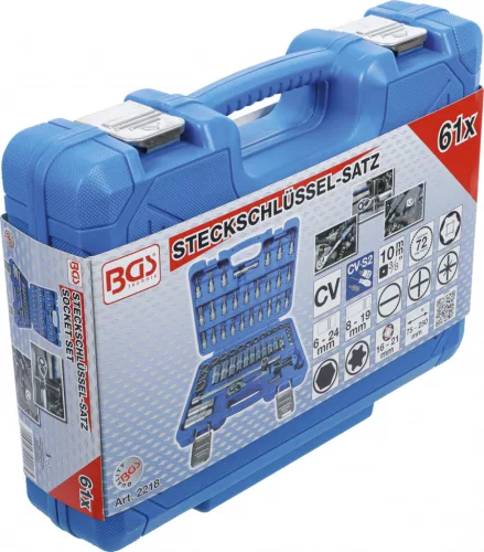 BGS technic 61 részes 3/8" dugókulcs készlet, 6-szögű "Pro Torque" dugókulcsokkal (BGS 2218)
