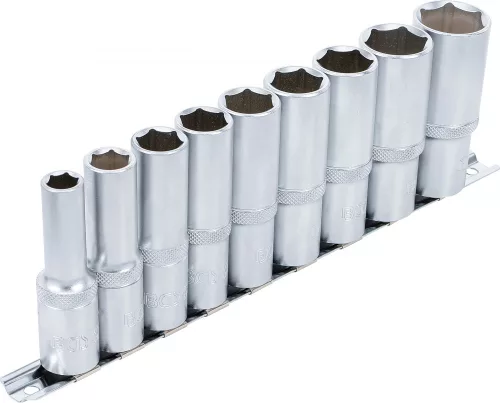 BGS technic Dugókulcsfej készlet hosszú Pro Torque hatszög fejekkel, 1/2”, 10–24 mm, 9 részes (BGS 2223)