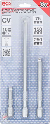 BGS technic Billenő dugókulcs-hosszabbító készlet 3/8”, 75–250 mm, 3 részes (BGS 2239)