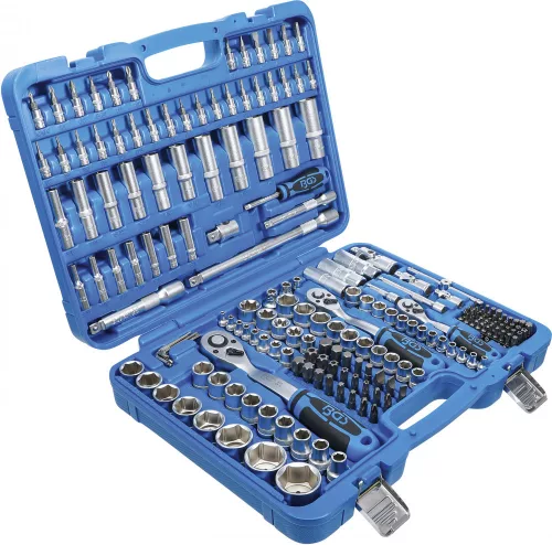 BGS technic Dugókulcs készlet colos hatszög fejekkel, 1/4”–3/8”–1/2”, 192 részes, króm-vanádium acél (BGS 2245)