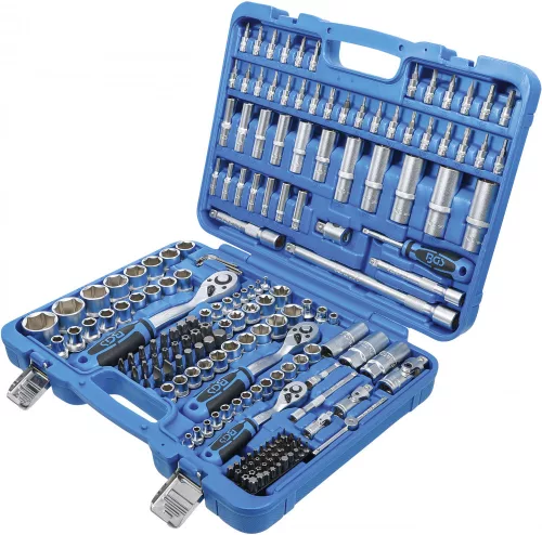 BGS technic Dugókulcs készlet colos hatszög fejekkel, 1/4”–3/8”–1/2”, 192 részes, króm-vanádium acél (BGS 2245)