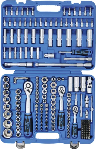 BGS technic Dugókulcs készlet colos hatszög fejekkel, 1/4”–3/8”–1/2”, 192 részes, króm-vanádium acél (BGS 2245)