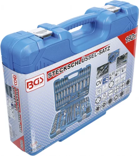 BGS technic Dugókulcs készlet colos hatszög fejekkel, 1/4”–3/8”–1/2”, 192 részes, króm-vanádium acél (BGS 2245)