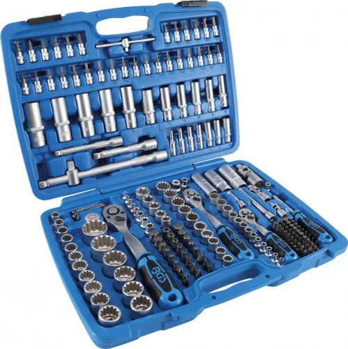 BGS technic Dugókulcs- és bitkészlet Gear Lock univerzális profillal, 1/4”, 3/8” és 1/2”, 192 részes, CrV acél (BGS 2247)