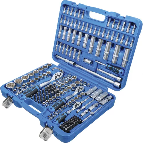 BGS technic Dugókulcs- és bitkészlet Super Lock profillal, 1/4”, 3/8” és 1/2”, 192 részes, CrV acél (BGS 2292)