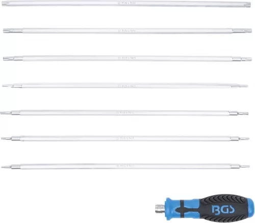 BGS technic Cserélhető pengés Torx csavarhúzó készlet T10–T40, normál és furatos profillal, 8 részes (BGS 2326)