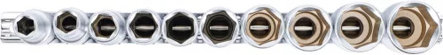 BGS technic Dugókulcsfej készlet hosszú colos hatszög fejekkel, 1/2”, 3/8”–15/16”, 10 részes (BGS 2435)