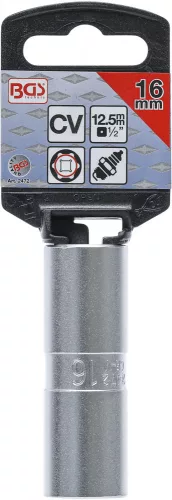 BGS technic Gyújtógyertya kulcs, szatén króm galvanizált, 1/2", 16mm (BGS 2472)