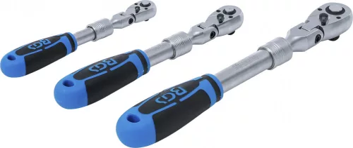 BGS technic Racsnis kulcs készlet | kihúzható, hajlítható | 6,3 mm (1/4") - 10 mm (3/8") - 12,5 mm (1/2") | 3 darabos (25128)