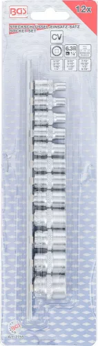 BGS technic Dugókulcsfej készlet colos tizenkétlapú fejekkel, 1/4”, 5/32”–9/16”, 12 részes (BGS 2755)