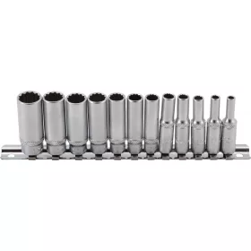   BGS technic Dugókulcsfej készlet hosszú colos tizenkétlapú fejekkel, 1/4”, 5/32”–9/16”, 12 részes (BGS 2757)