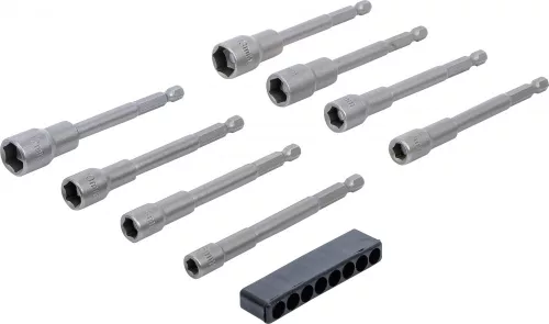 BGS technic Dugókulcsfej készlet fúrógéphez, 1/4”, 6–13 mm, 100 mm hosszú, 8 részes (BGS 2759)