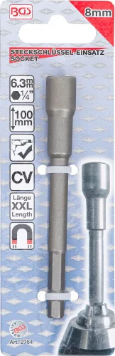 BGS technic Extra hosszú dugófej, 8 mm-es, 6 lapos fej - fúróba fogható, 6 lapos szár (BGS 2764)