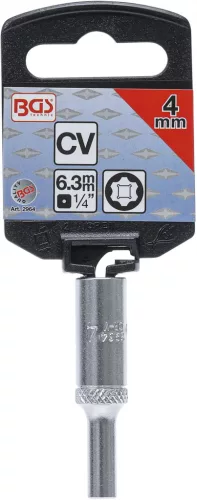 BGS technic 1/4" "Super Lock" hosszított dugókulcs, 4 mm (BGS 2964)