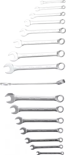 BGS technic Csillag-villáskulcs készlet colos méretekkel, 1/4”–1 1/4”, 25 részes, falra akasztható tartón (BGS 30101)