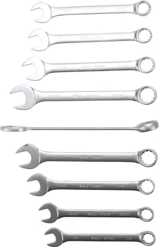 BGS technic Csillag-villáskulcs készlet colos méretekkel, 1/4”–1 1/4”, 25 részes, falra akasztható tartón (BGS 30101)