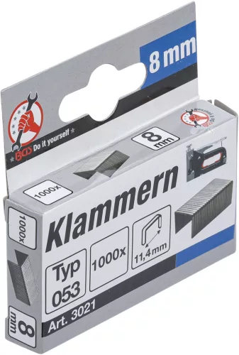 BGS DIY Tűzőkapocs, 1000 db-os, 8mm (BGS 3021)