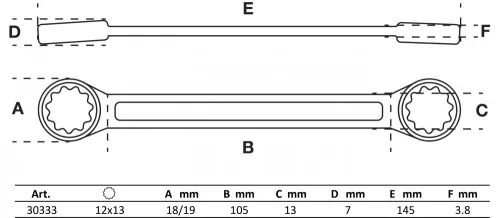 BGS technic Csillag-csillagkulcs, 12 x 13 mm, extra vékony (BGS 30333)