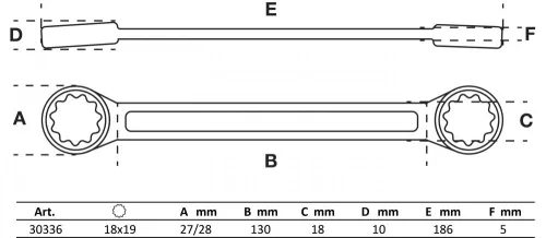 BGS technic Csillag-csillagkulcs, 18 x 19 mm, extra vékony (BGS 30336)