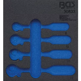   BGS technic 1/6 Szerszámtálca szerszámkocsihoz, üresen: 4 részes racsnis nyitott kulcs (fékcsőkulcs) készlethez (nem tartozék) (BGS 30833-1)