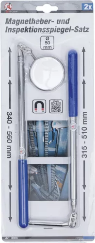 BGS DIY Ellenőrző tükör és mágneses szerszámfelszedő készlet, 560/510 mm-re kihúzható (BGS 3086)