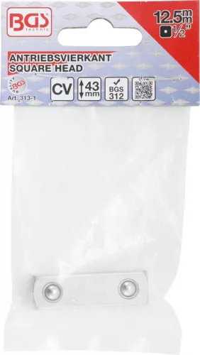 BGS technic 1/2" négyszög adapter | a BGS 312 átmenőfejes, racsnis hajtószárhoz (BGS 313-1)