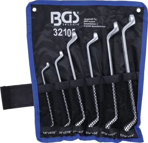 BGS technic 6 részes 75 fokban hajlított csillag-csillagkulcs készlet SAE, 1/4"-3/4" (BGS 32105)