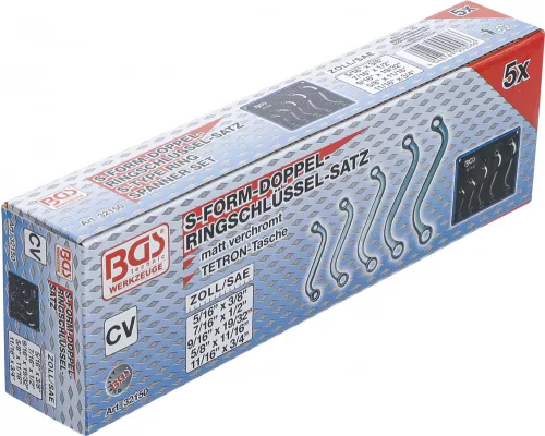 BGS technic 5 részes S-alakú csillag-csillagkulcs készlet COLL, 3/8"-3/4" (BGS 32150)