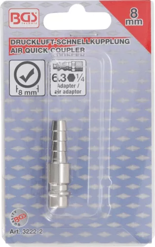 BGS technic Levegős gyorscsatlakozó, tömlővéges 8mm (BGS 3222-2)